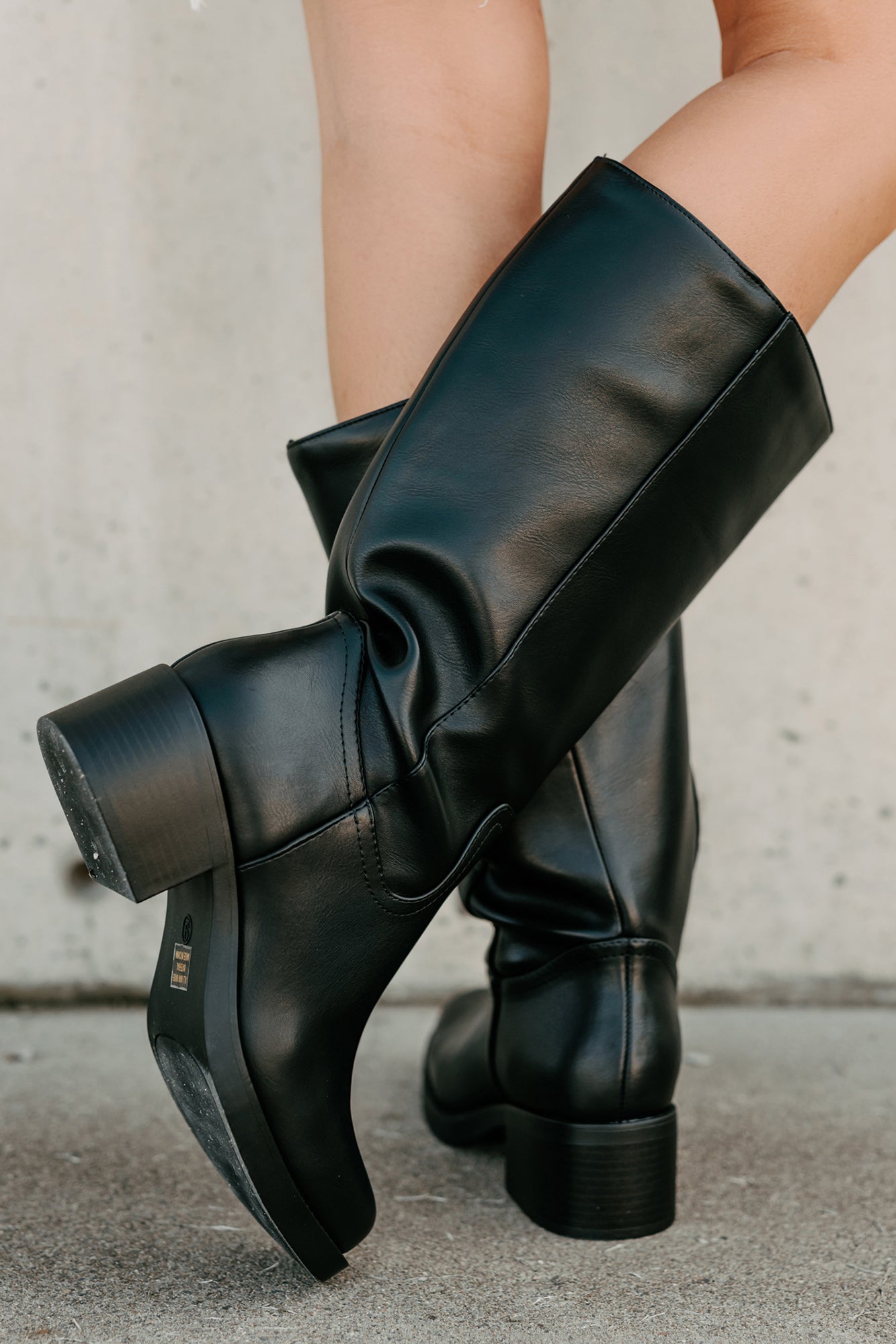 Off The Trail Mid-Calf Faux Leather Boots (Black)