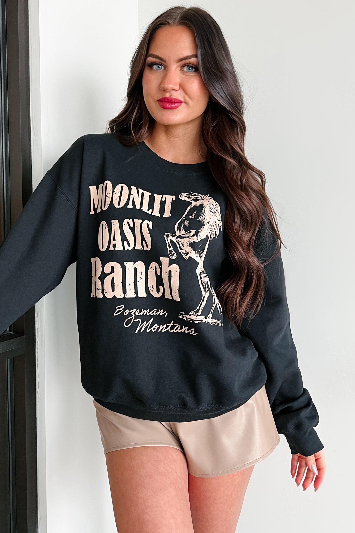 "Moonlit Oasis" Graphic Sweatshirt (Black)