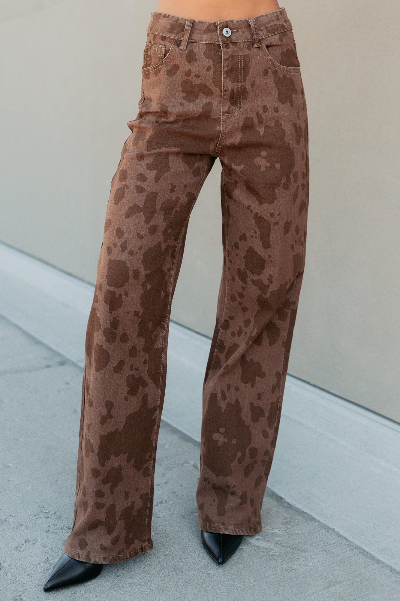 Valentina Stretchy Straight Leg Balboa Fashion Jeans (Cow Print)