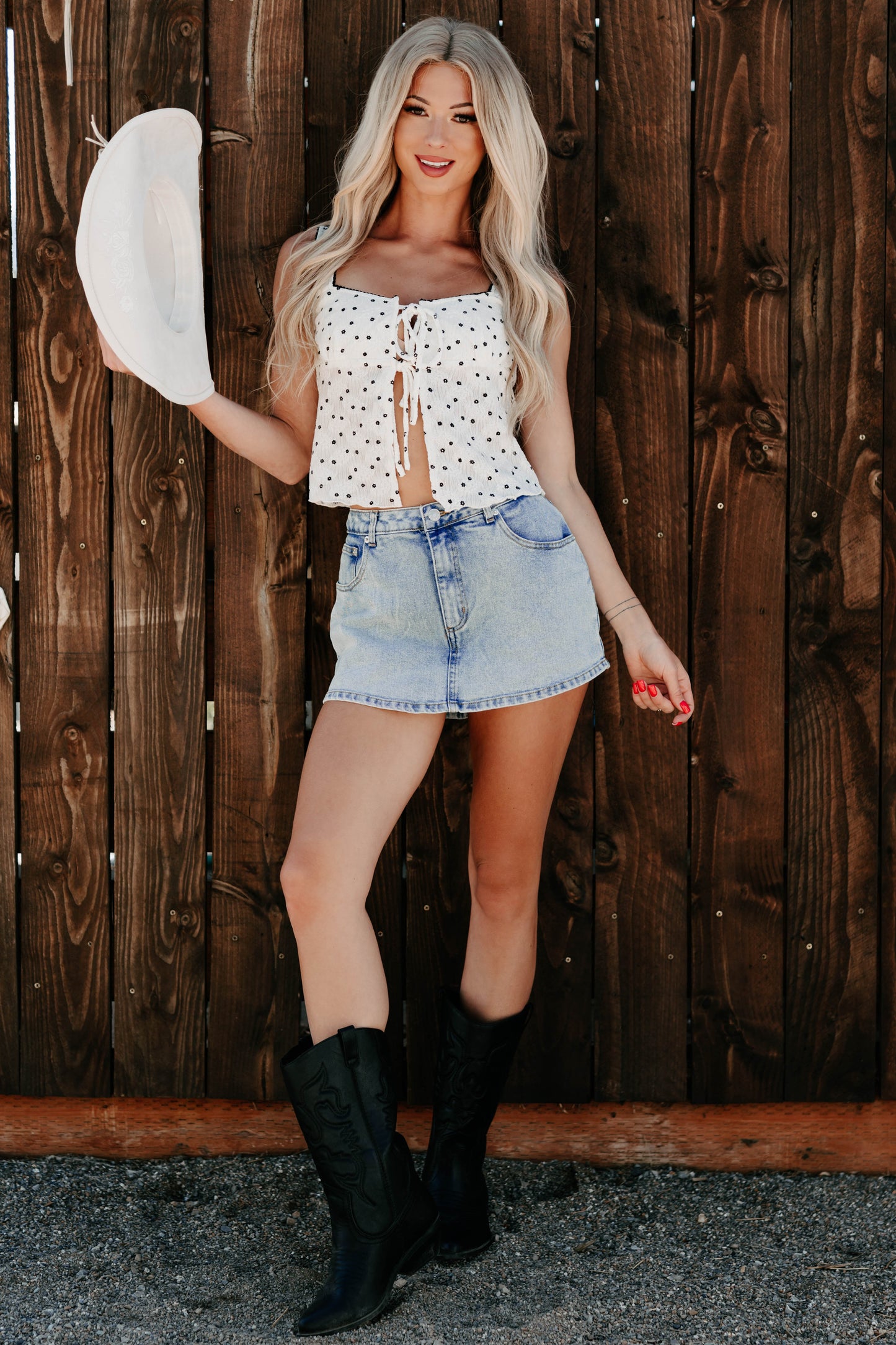 Nothing But Aura Denim Mini Skort (Light Wash)