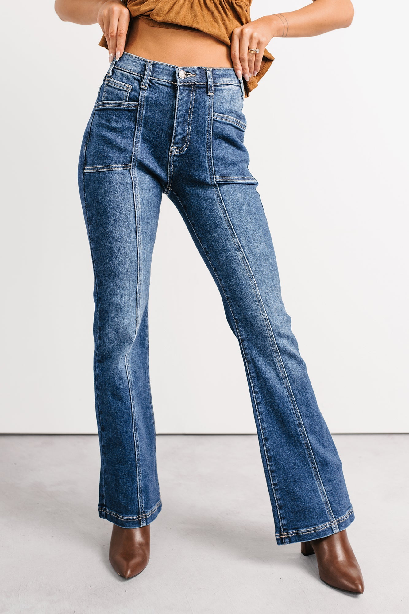 Alvin Tummy Control Boot-Cut Saige Denim Jeans (Dark)