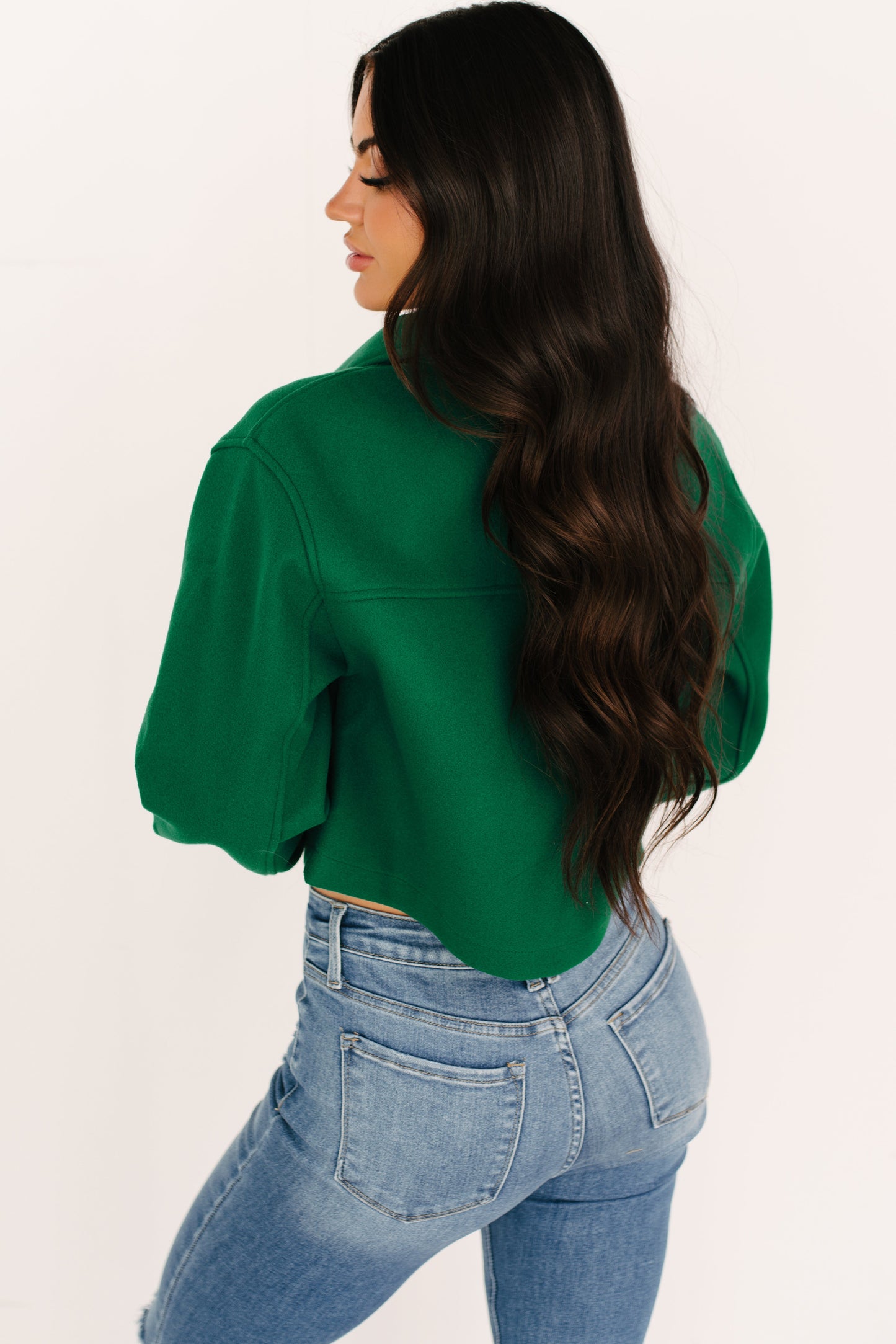 Soft But Savage Fleece Crop Jacket (Green)
