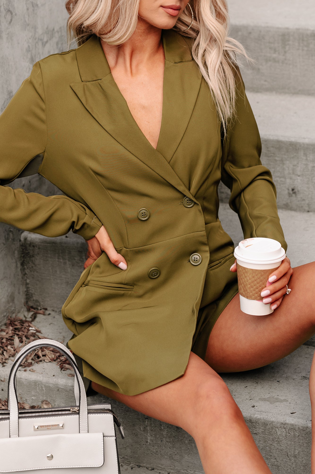 New Career Paths Blazer Romper (Olive)