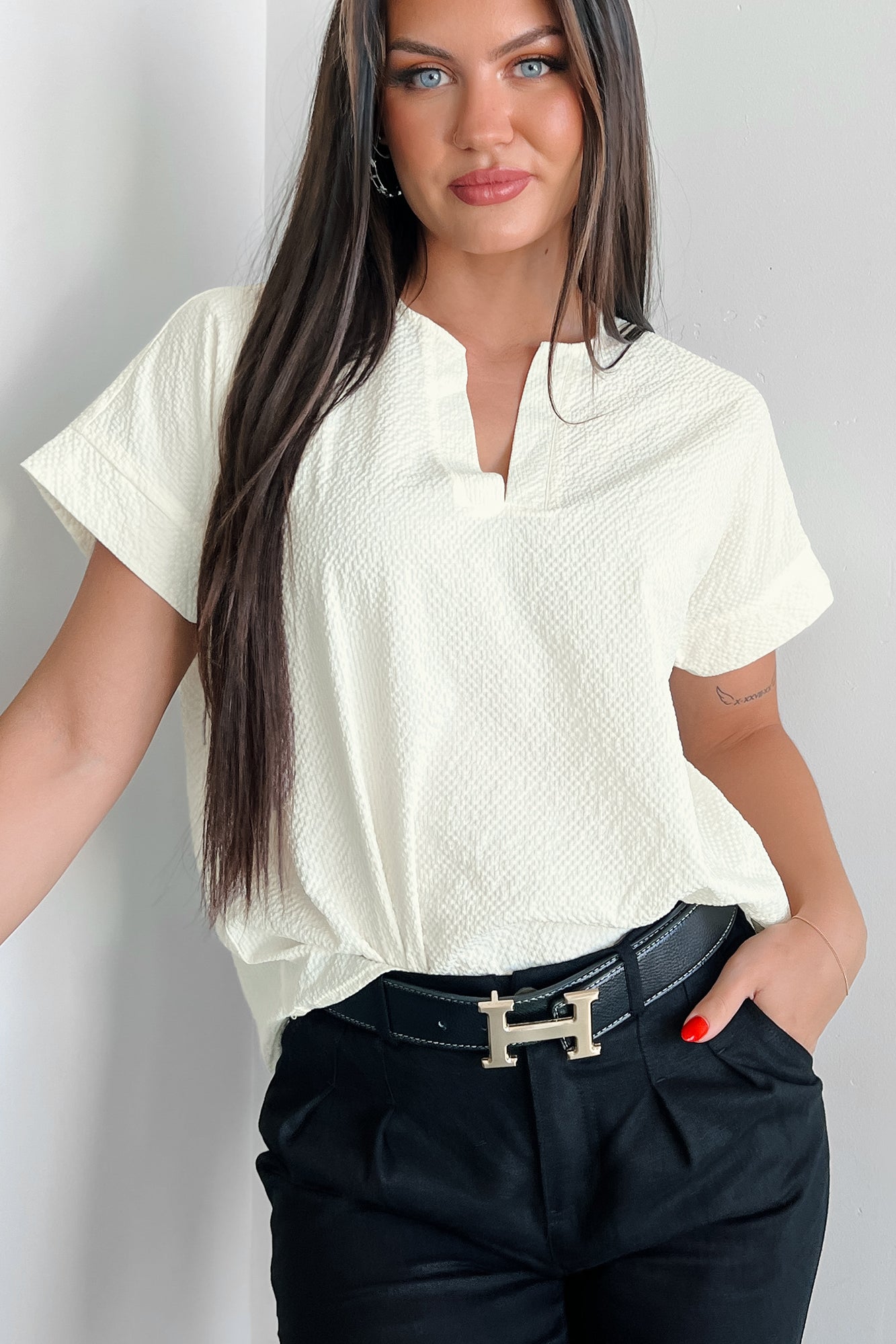 Horatio Oversized Textured Top (Ivory)