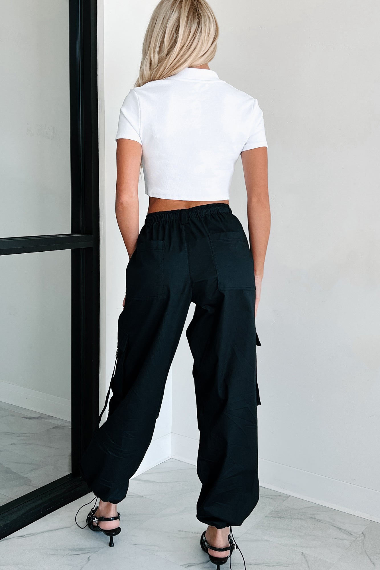 Mansel Wide Leg Cargo Pants (Black)