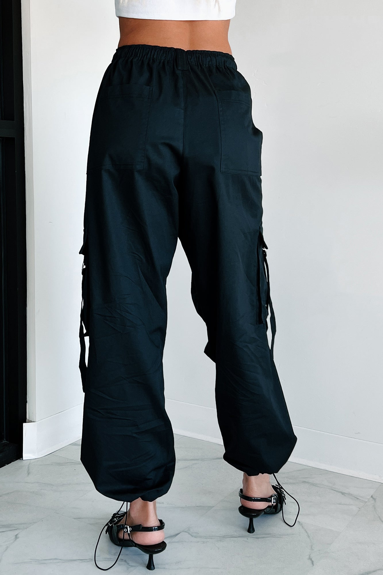 Mansel Wide Leg Cargo Pants (Black)