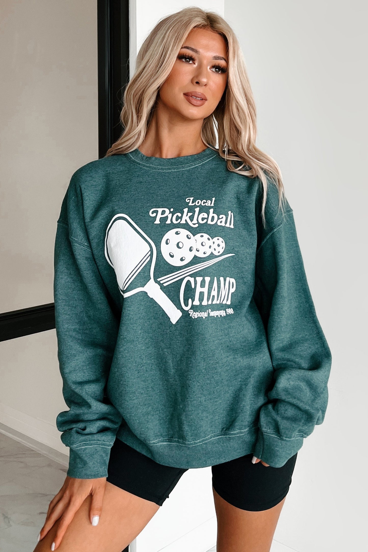 "Pickleball Champ" Graphic Sweatshirt (Posy Green)