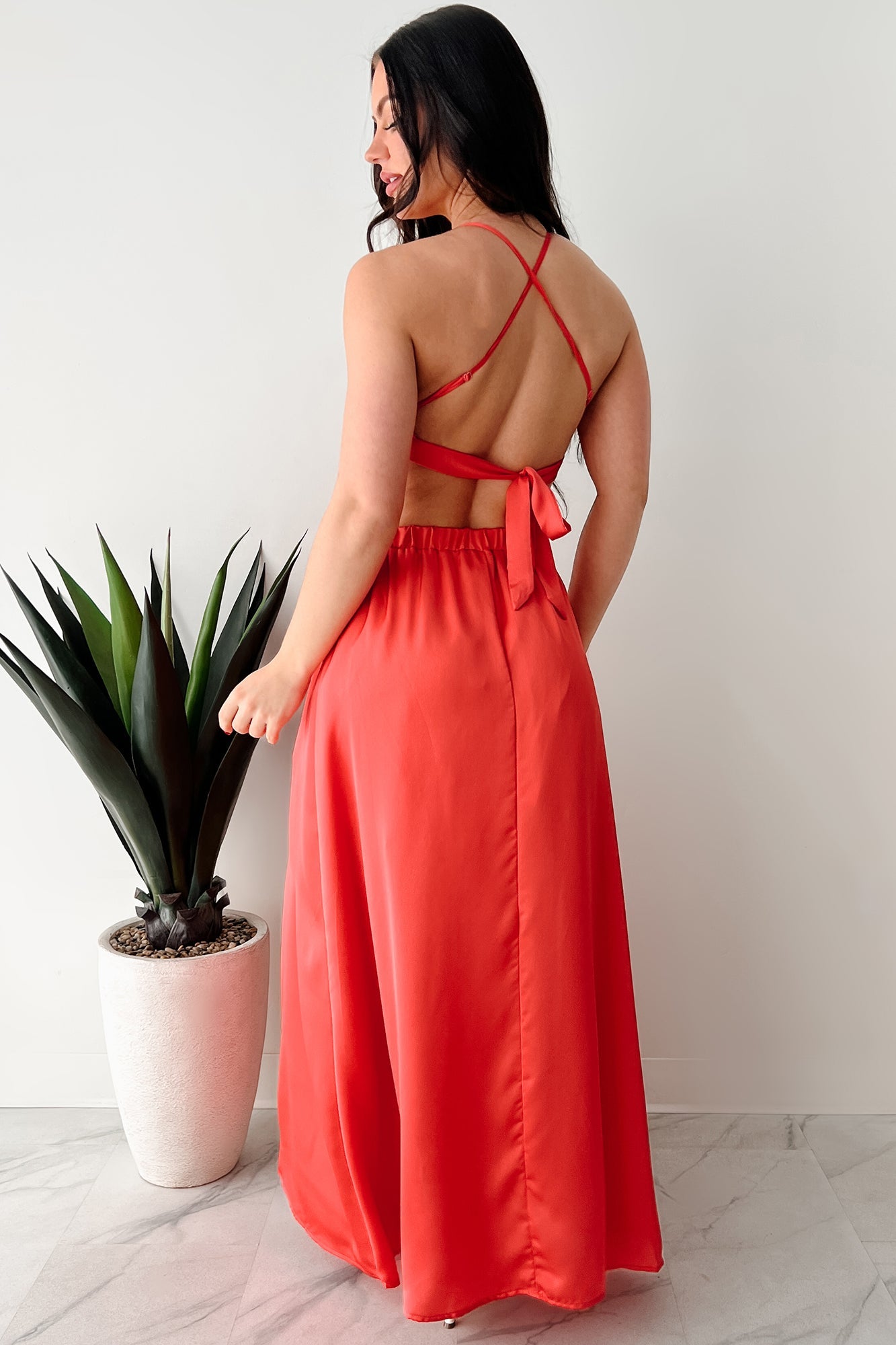 Sending Signals Halter Two Piece Maxi Set (Red Orange)