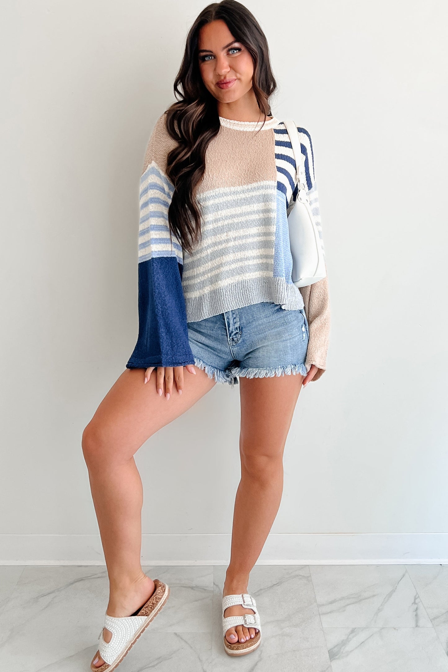 Homebody Era Colorblock Sweater Top (Blue)