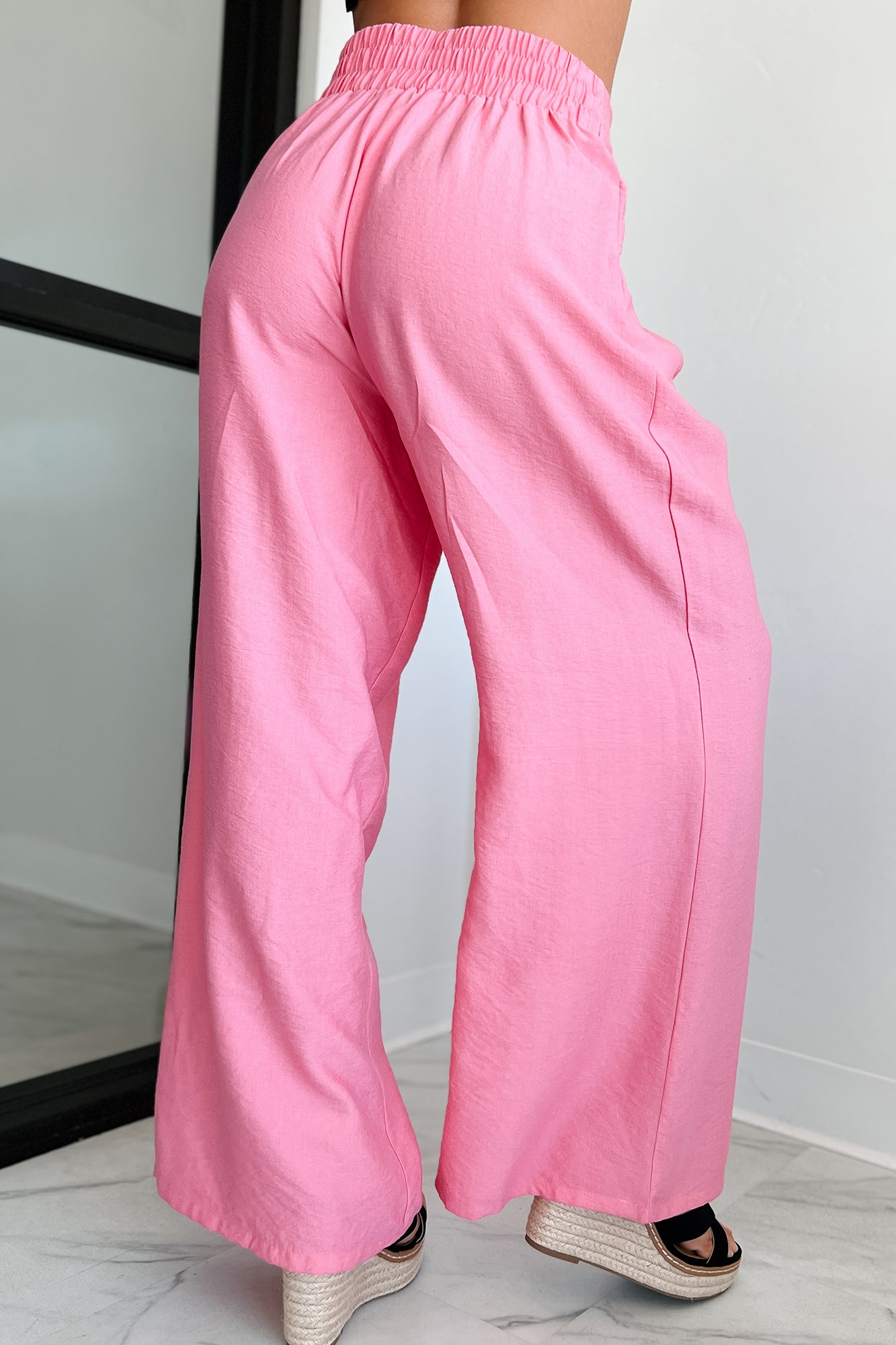 Energetic Response High Rise Pleated Wide Leg Pants (Pink)