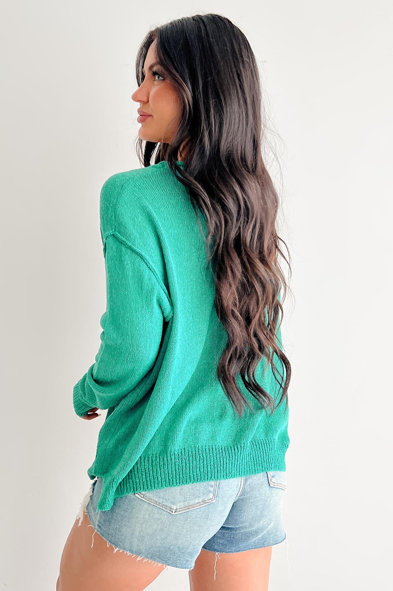 Linger Longer Scoop Neck Sweater Top (Teal)