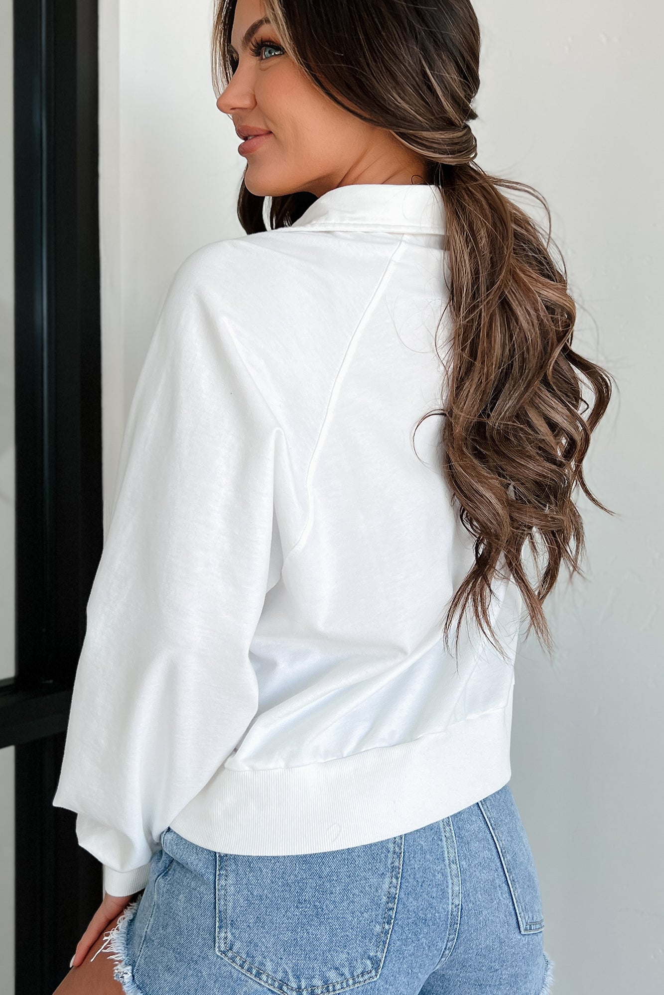 Adventure Of A Lifetime Collared Snap-Button Top (Off White)