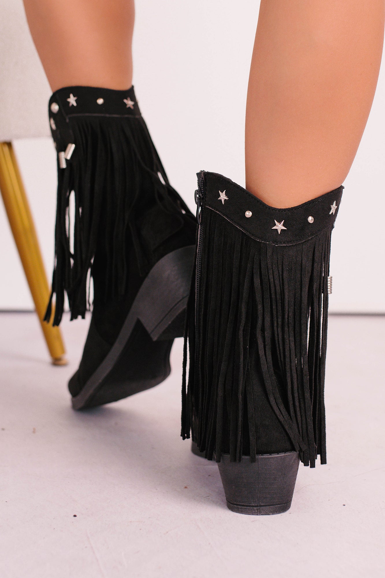 Denim & Daisies Tassel Western Booties (Black)