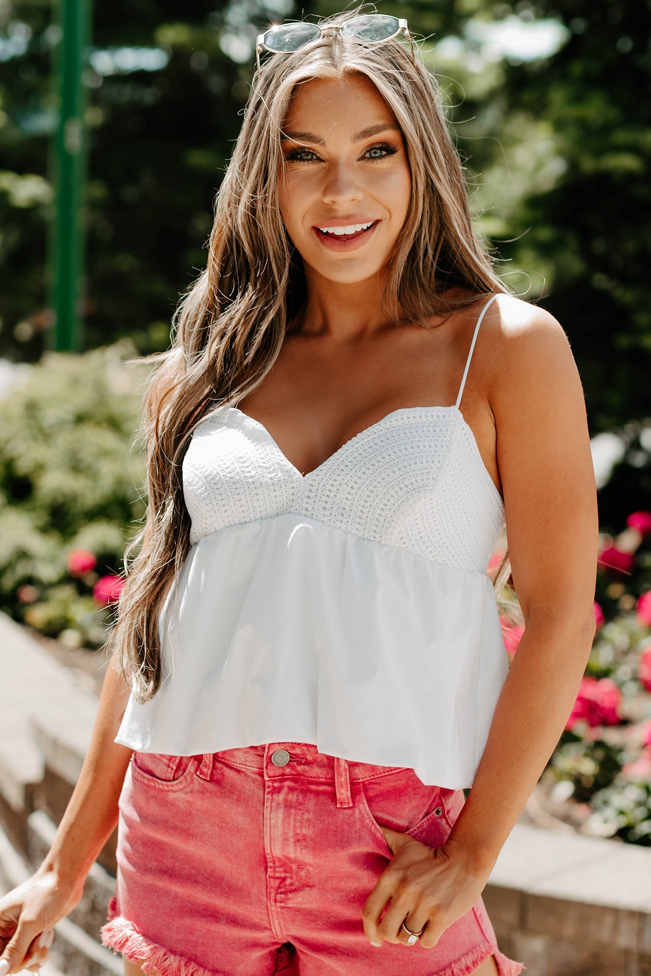 Tangled In You Crochet Bubble Tank (White)