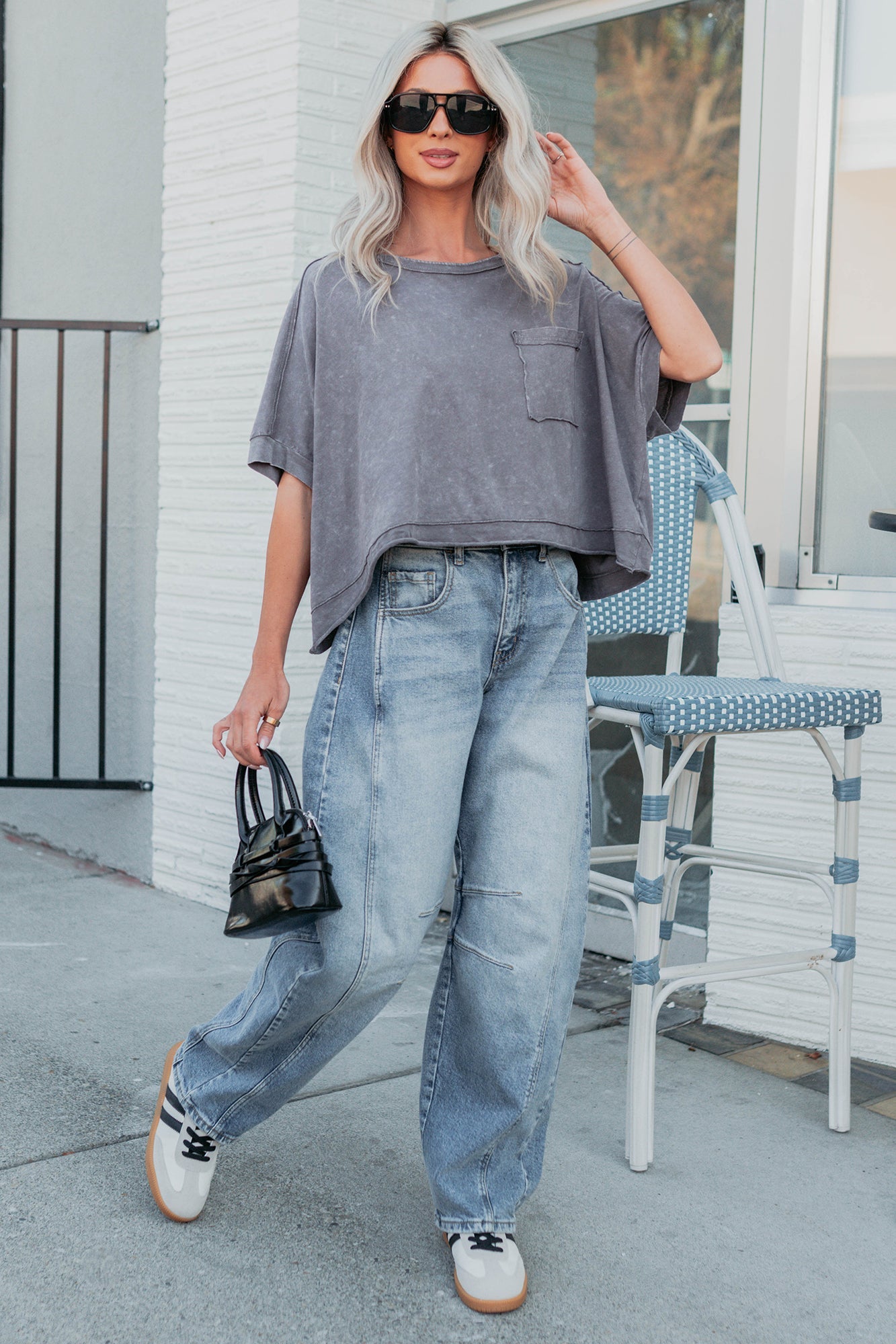 Kendrick Acid Wash Crop Top (Charcoal)