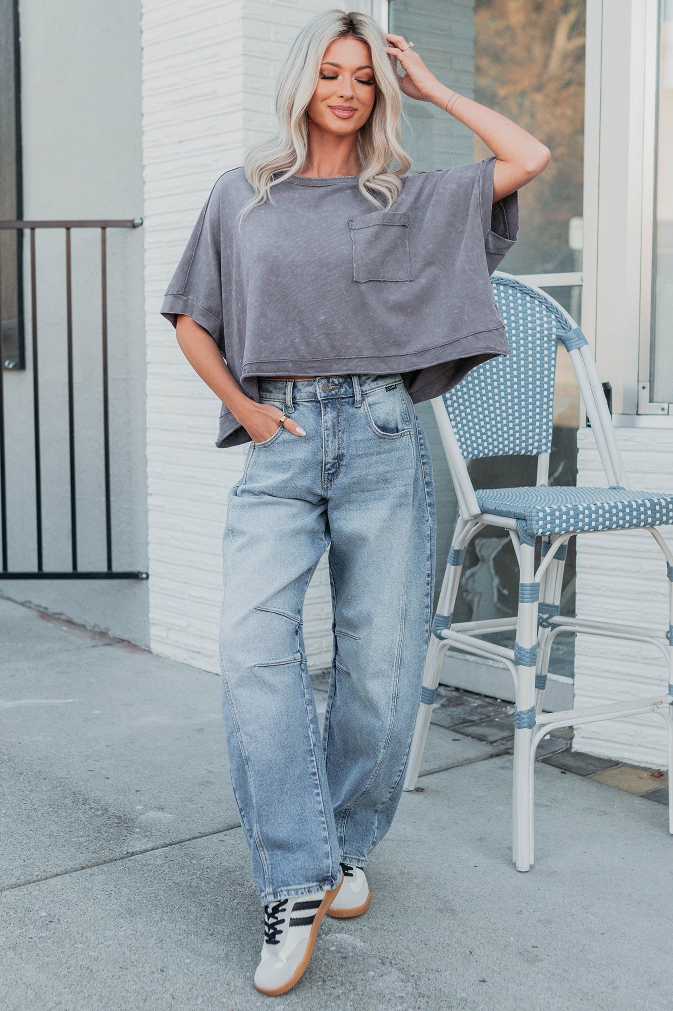 Kendrick Acid Wash Crop Top (Charcoal)