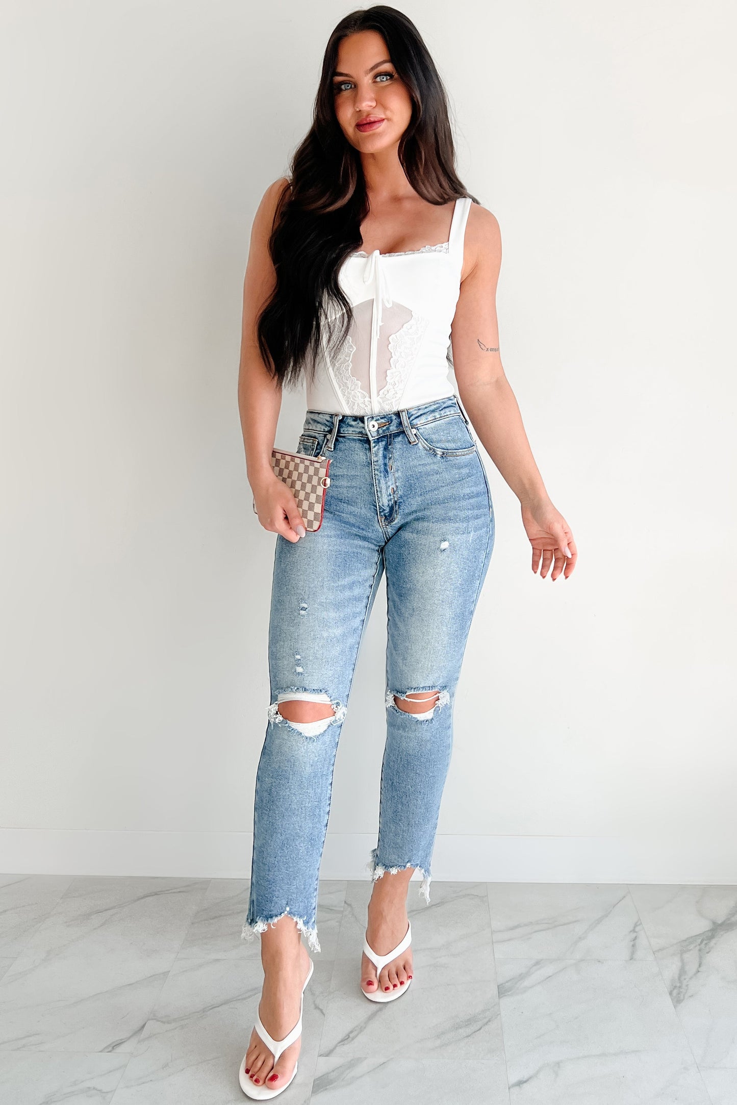 Tallie Mid Rise Distressed Slim Straight Special A Jeans (Medium Light)
