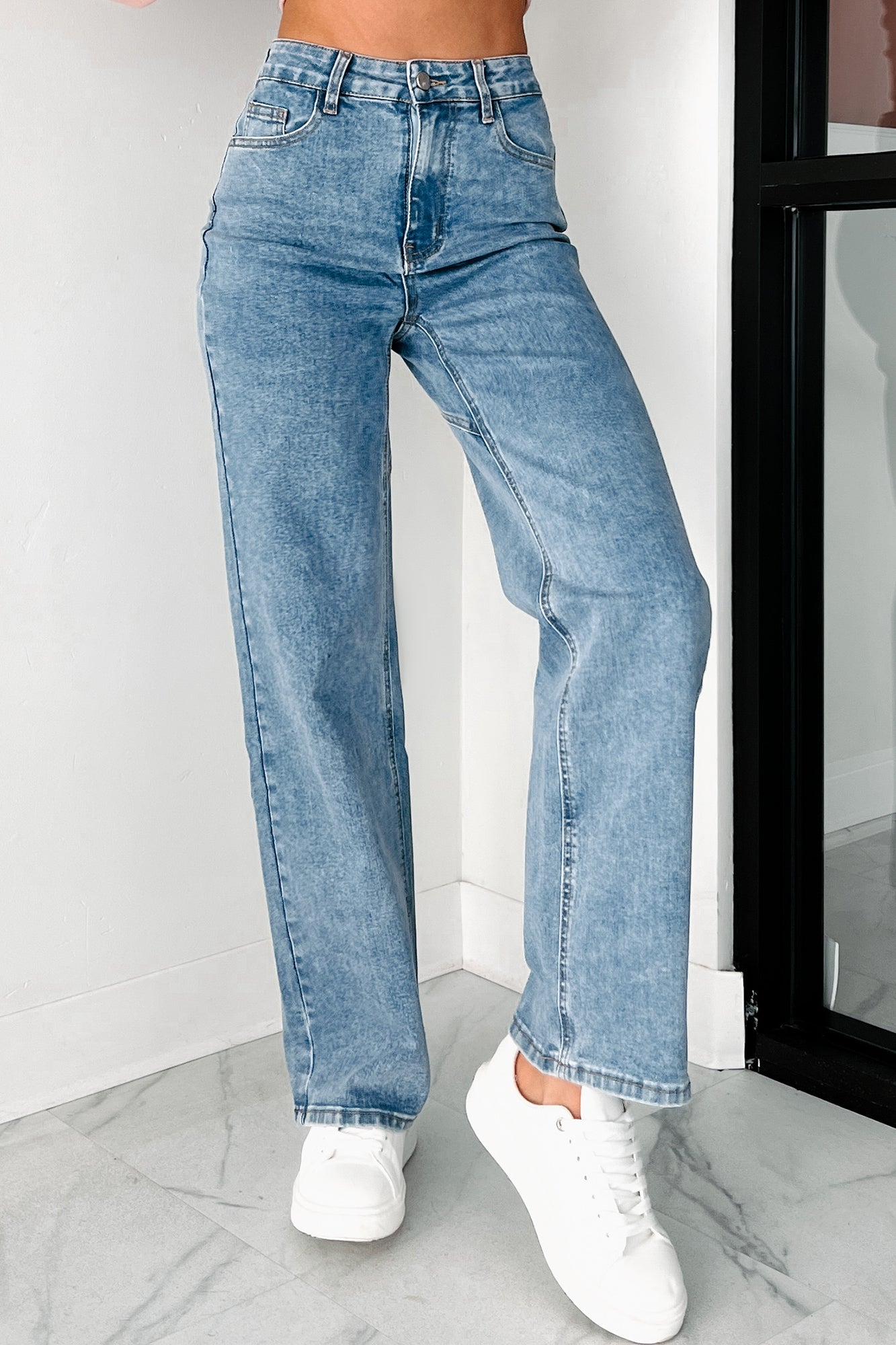 Tyelee   Original Non-Distressed Wide Leg Jeans (Medium Wash)