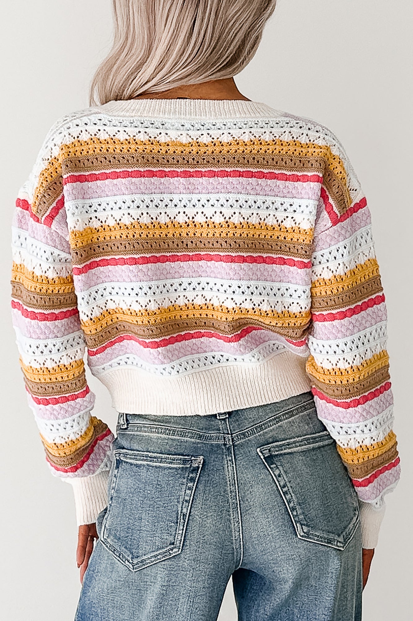 Girly Things Striped V Neck Sweater (Ivory/Multi)