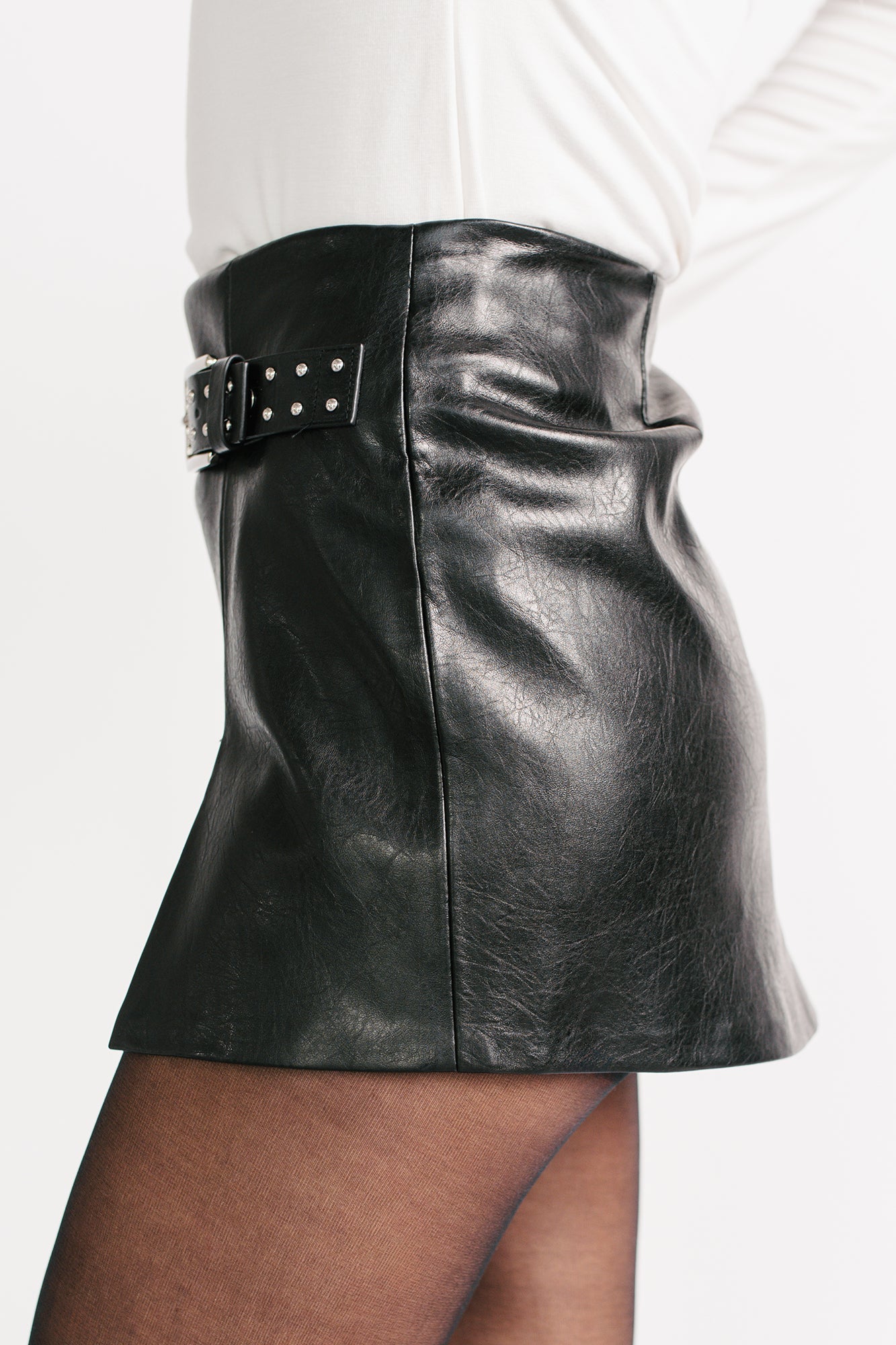 Her Momentum Faux Leather Mini Skirt (Black)