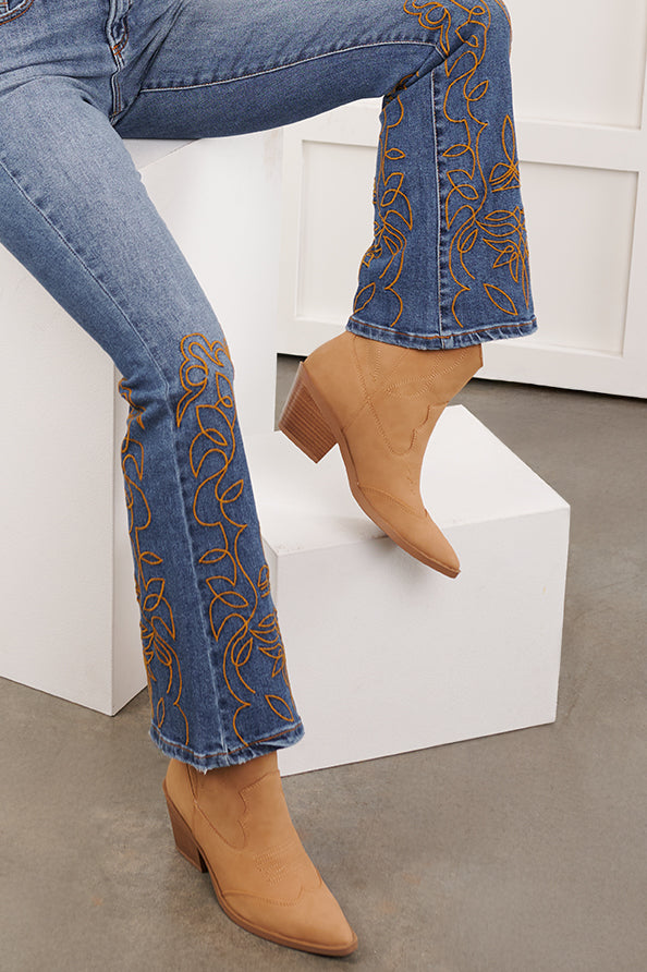 Leland Embroidered Flare Cello Jeans (Medium)