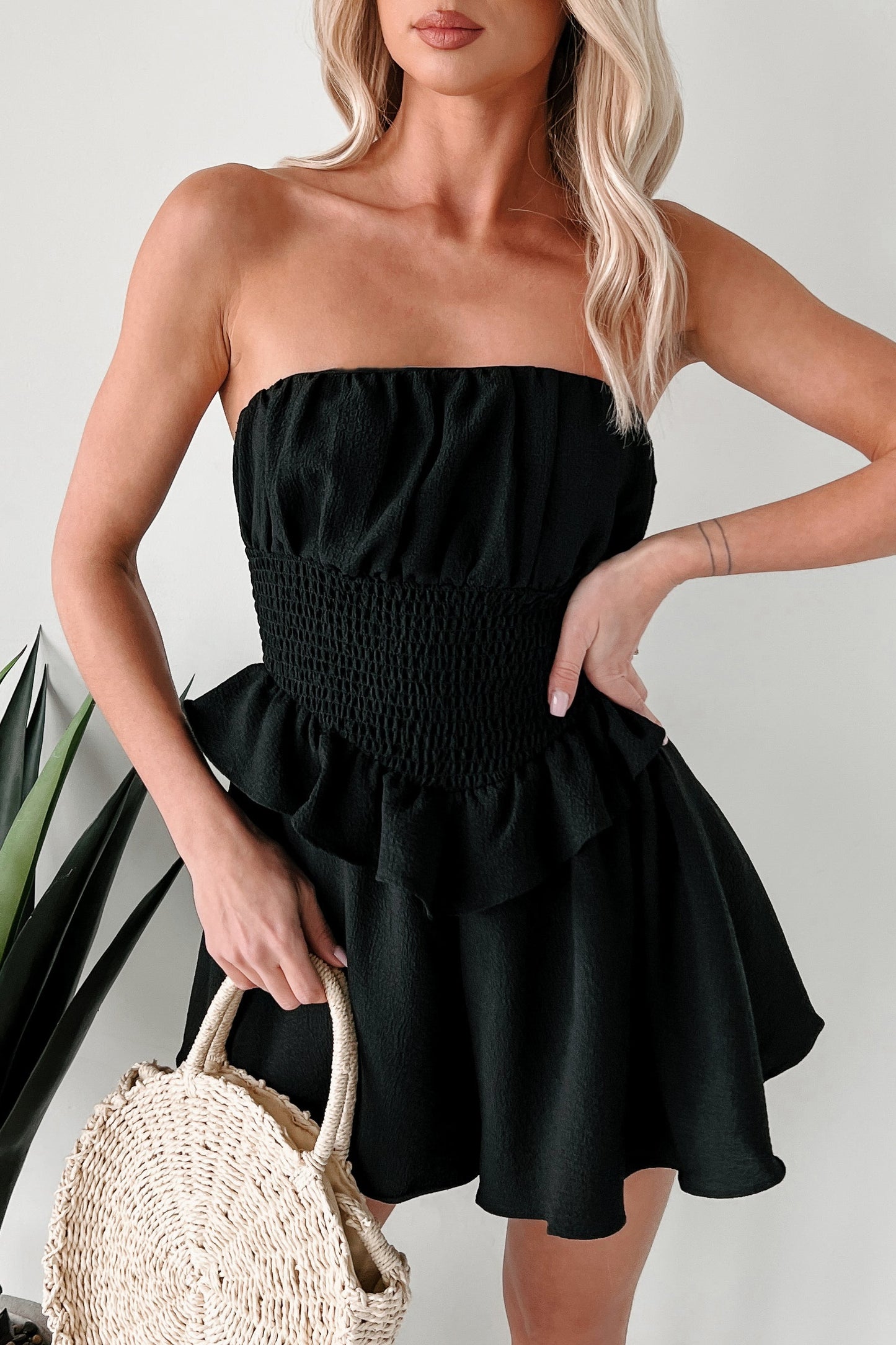 Dreams In The Garden Strapless Romper (Black)
