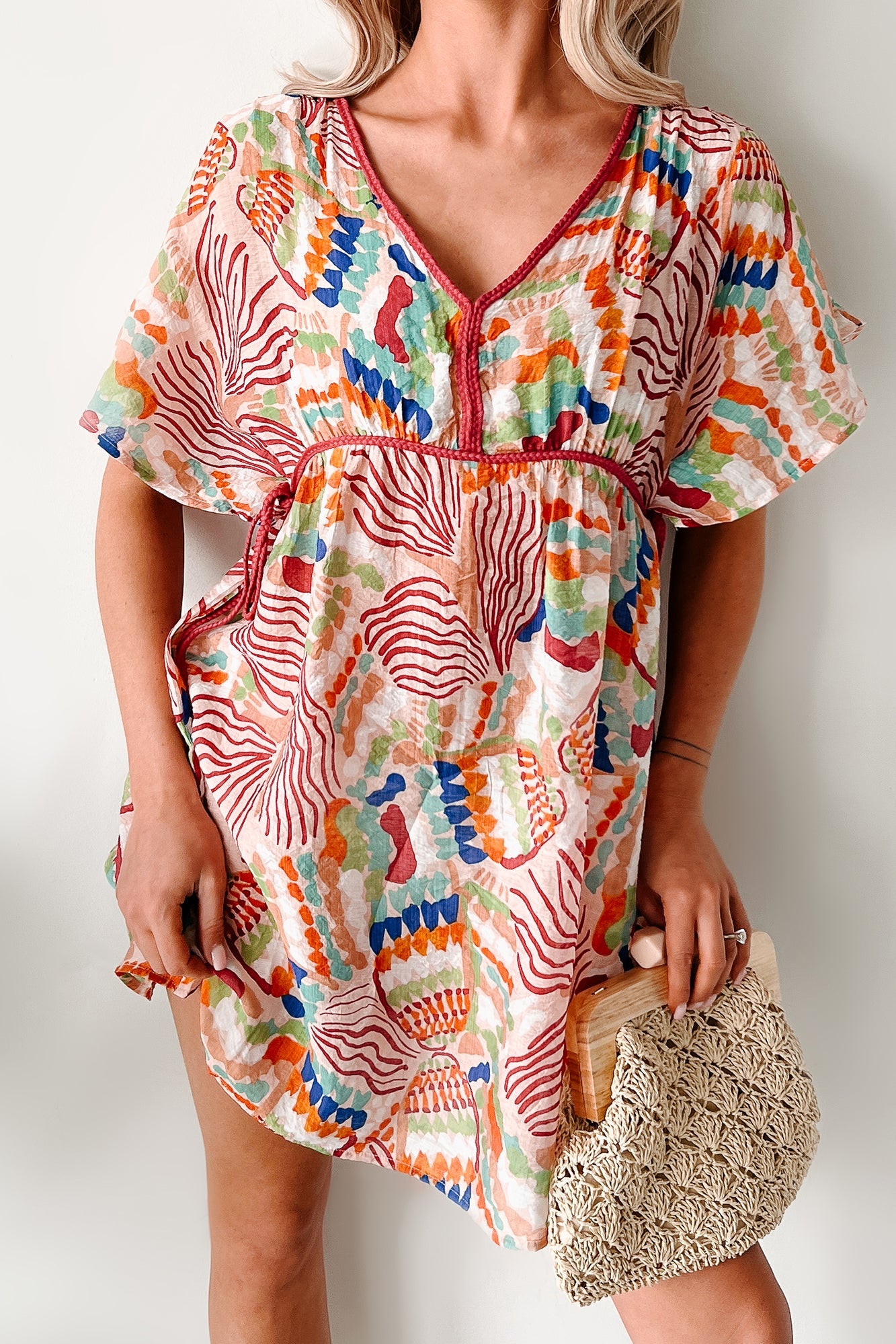 Wild Heart Printed Cover Up Mini Dress (Blush)