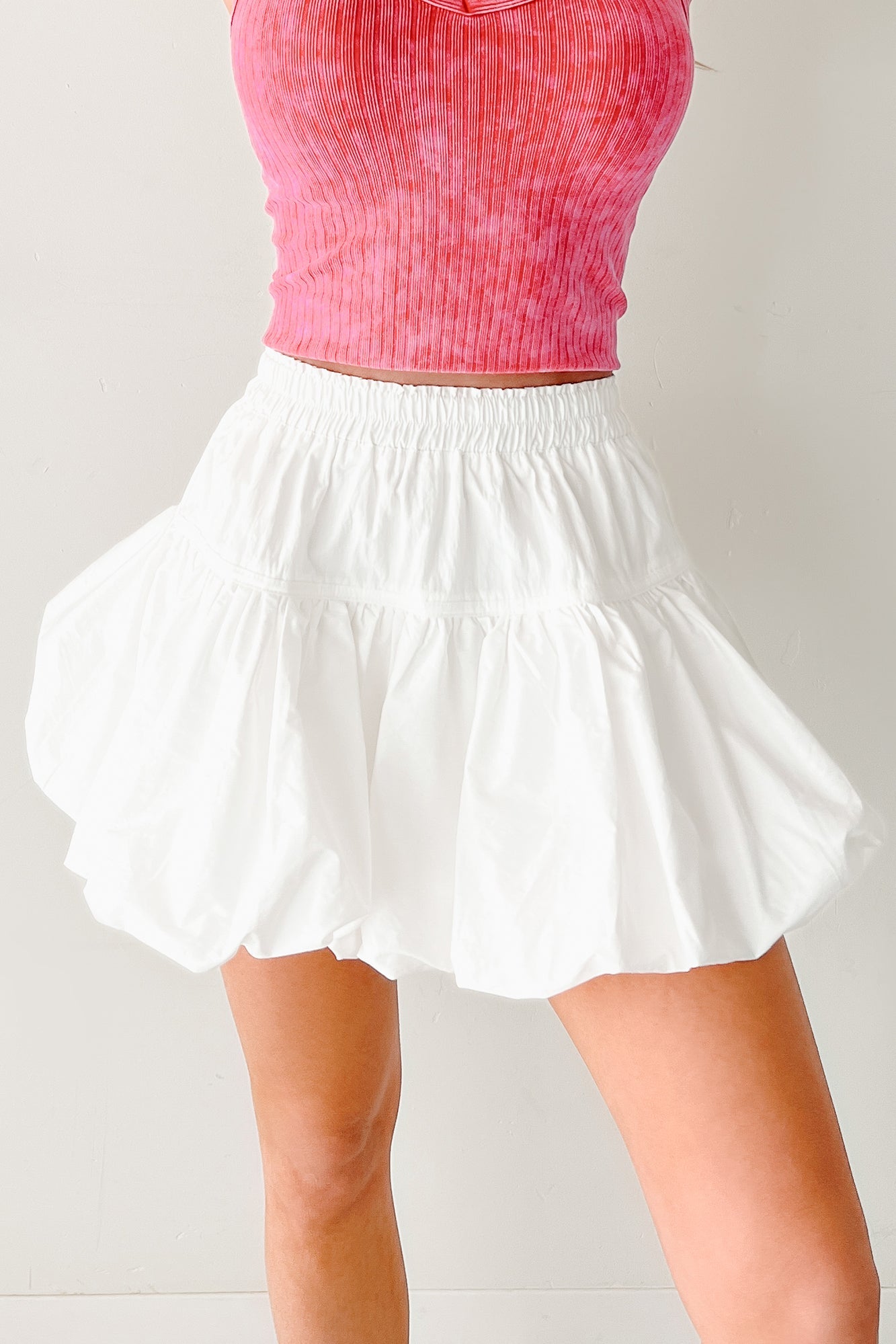 Daydream Darling Bubble Hem Mini Skirt (Ivory)