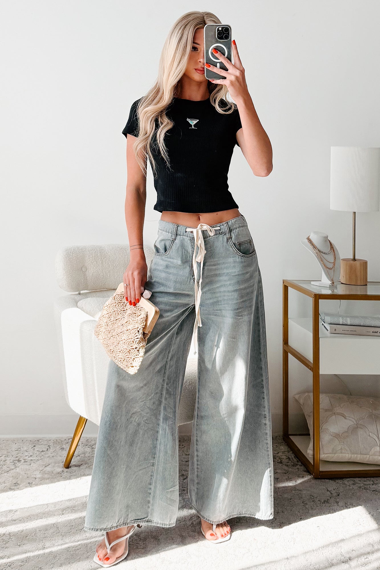 Marin Ombre Wide Leg NoaBoa Jeans (Denim Grey)
