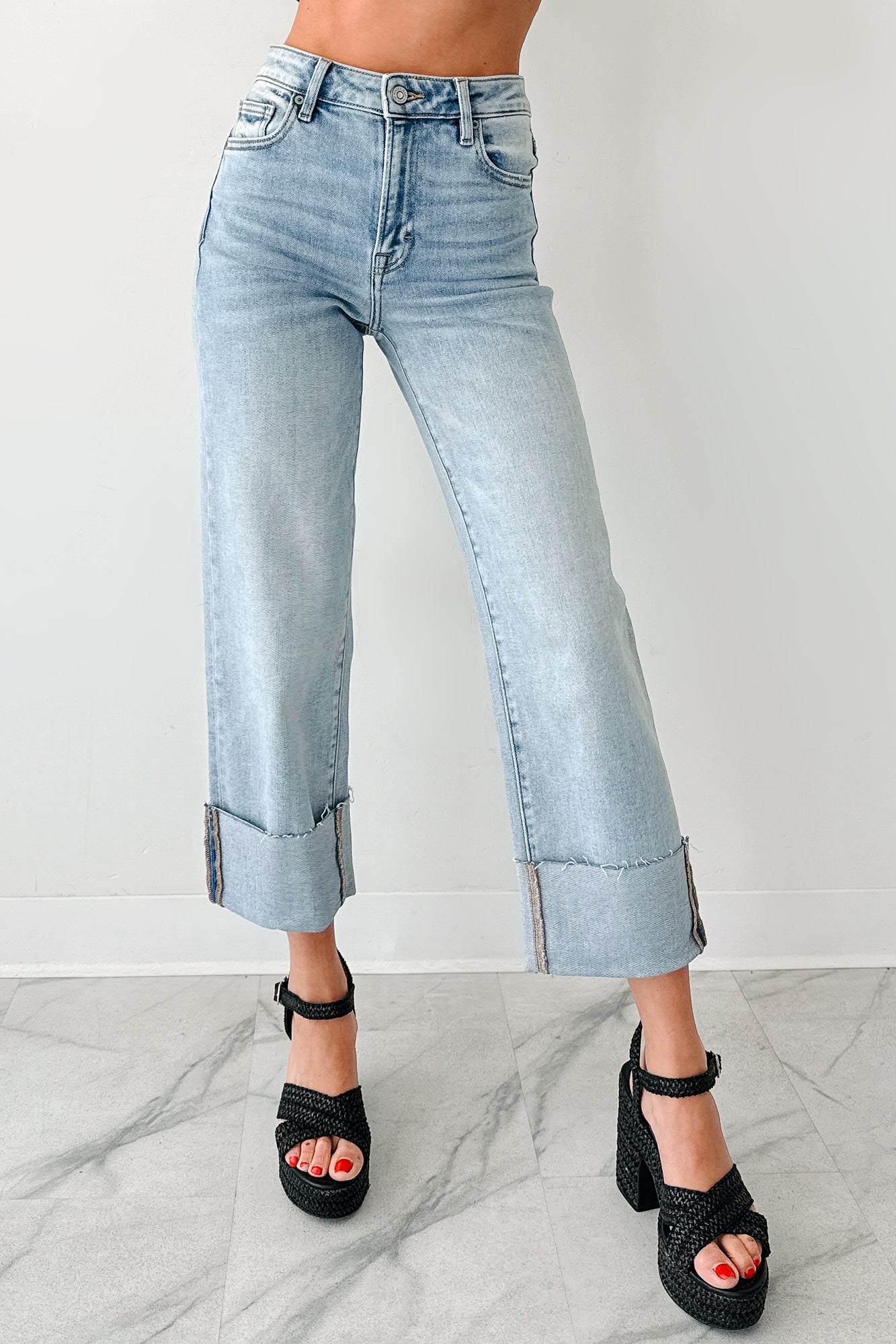 Angelo Cuffed Wide Leg Hidden Jeans (Vintage Light)