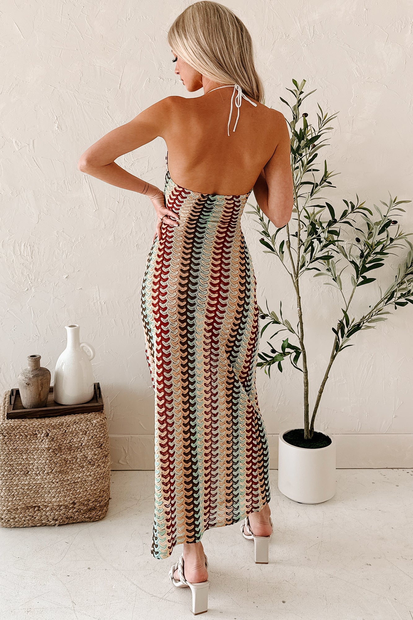 Sunglow State Crochet Halter Maxi Dress (Multi)