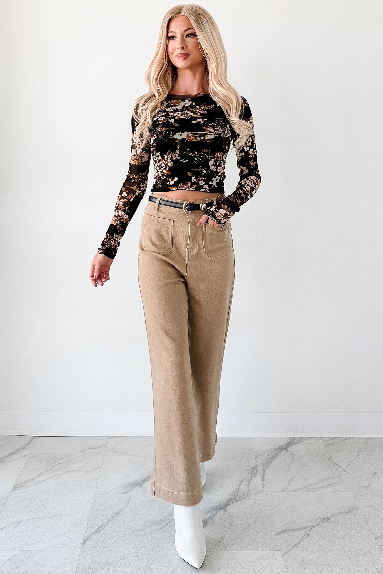 Keenan Wide Leg Denim Lovelo Jeans (Khaki)