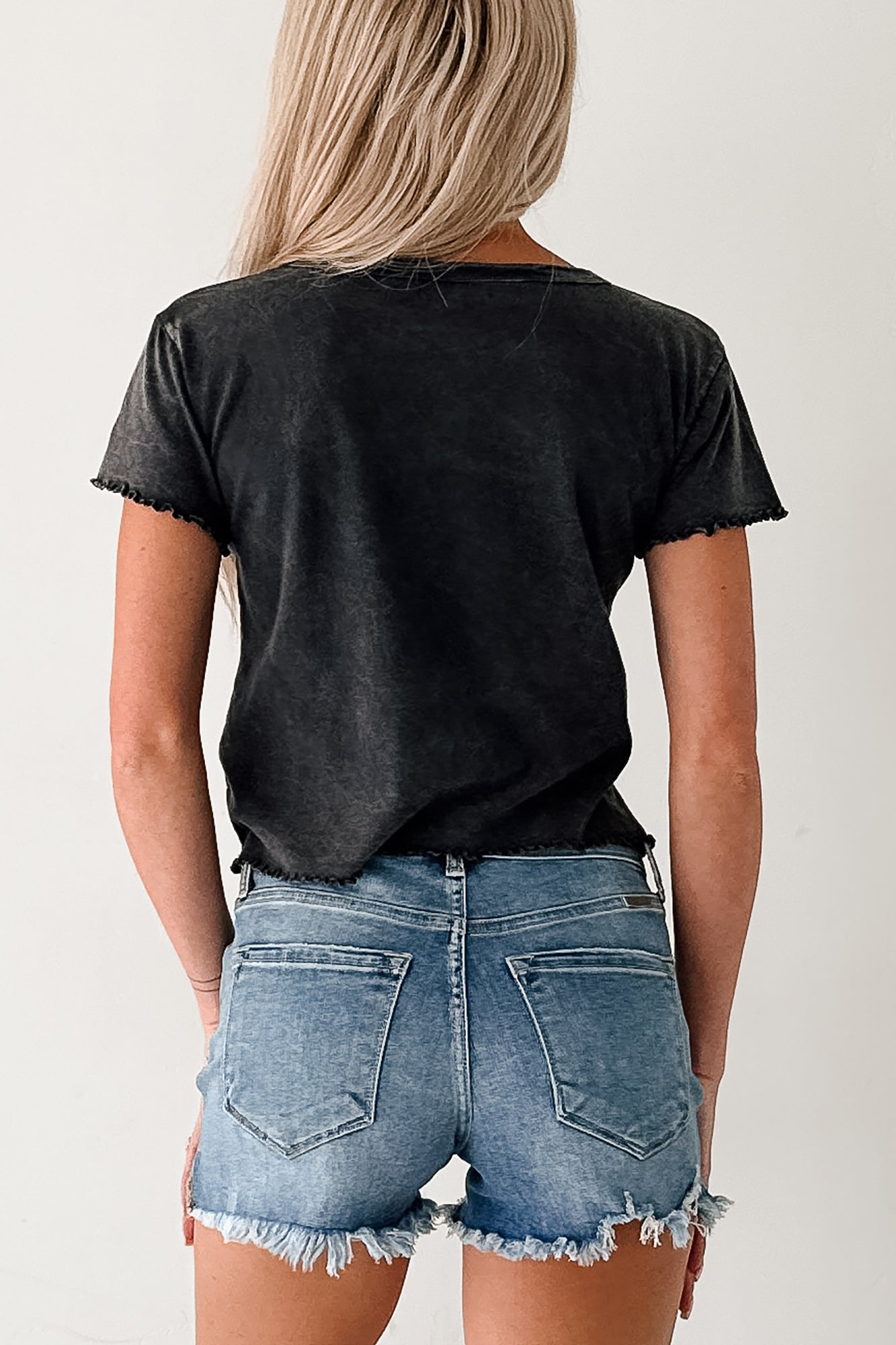 "Mon Amour" Acid Wash Graphic Top (Charcoal)