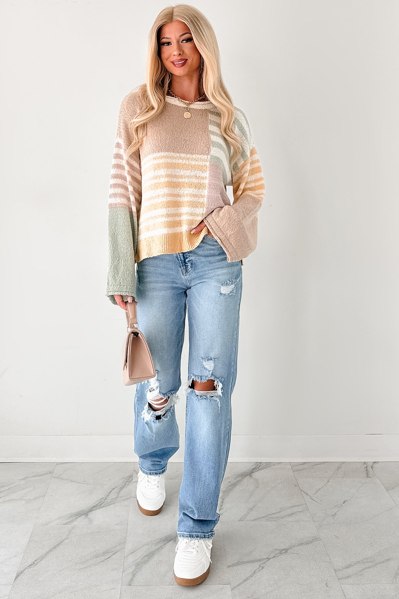 Homebody Era Colorblock Sweater Top (Yellow)