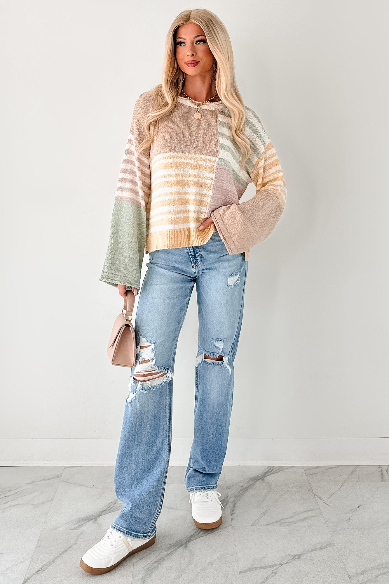 Homebody Era Colorblock Sweater Top (Yellow)