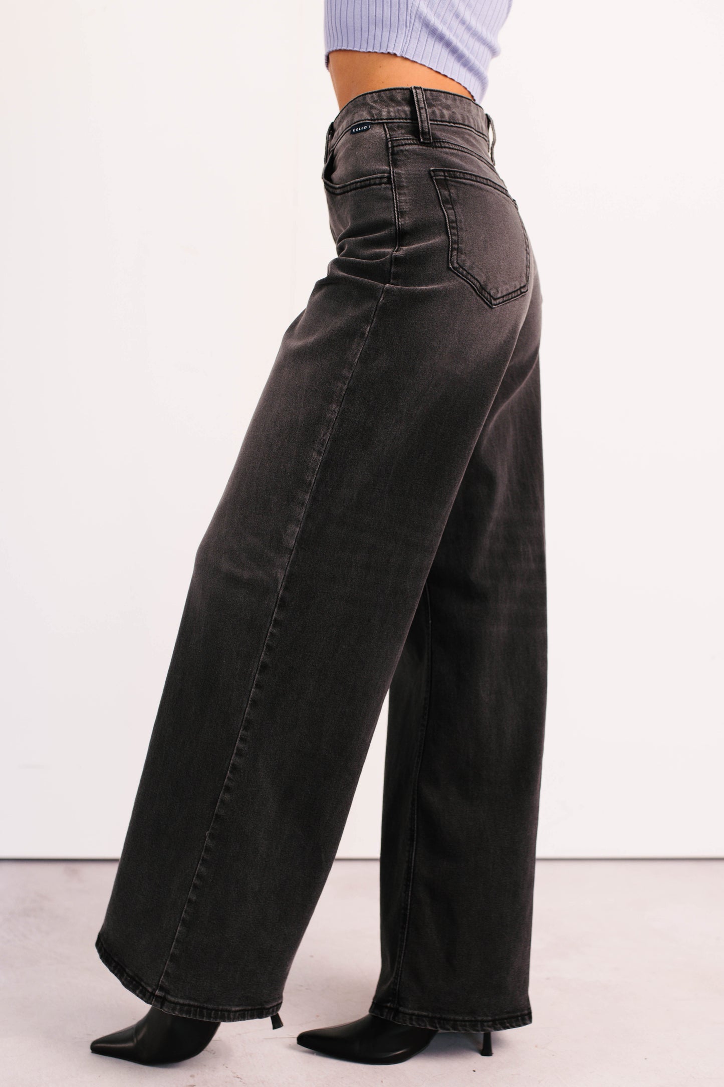 Bane High Rise Wide Leg Cello Jeans (Grey)