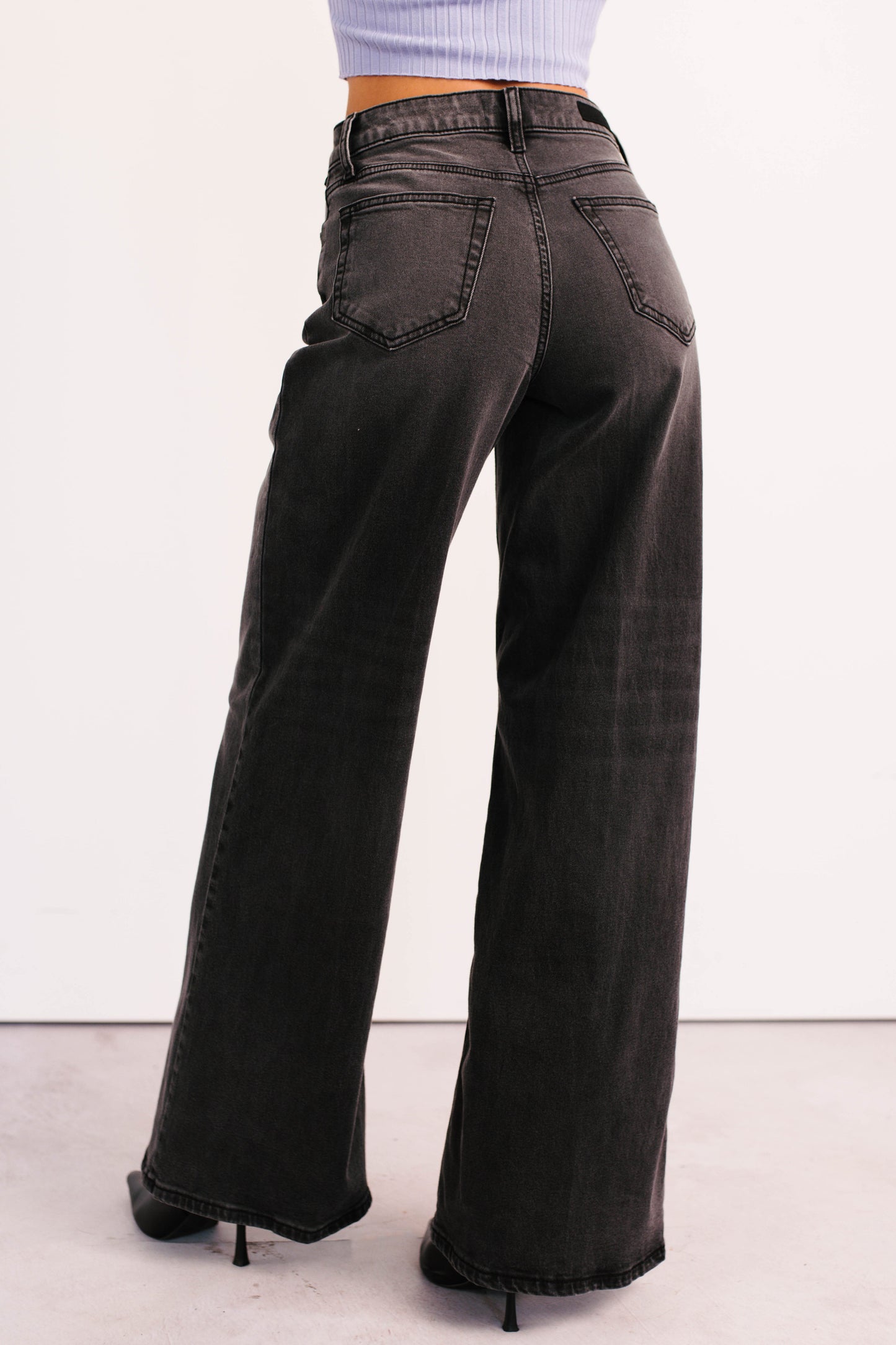 Bane High Rise Wide Leg Cello Jeans (Grey)