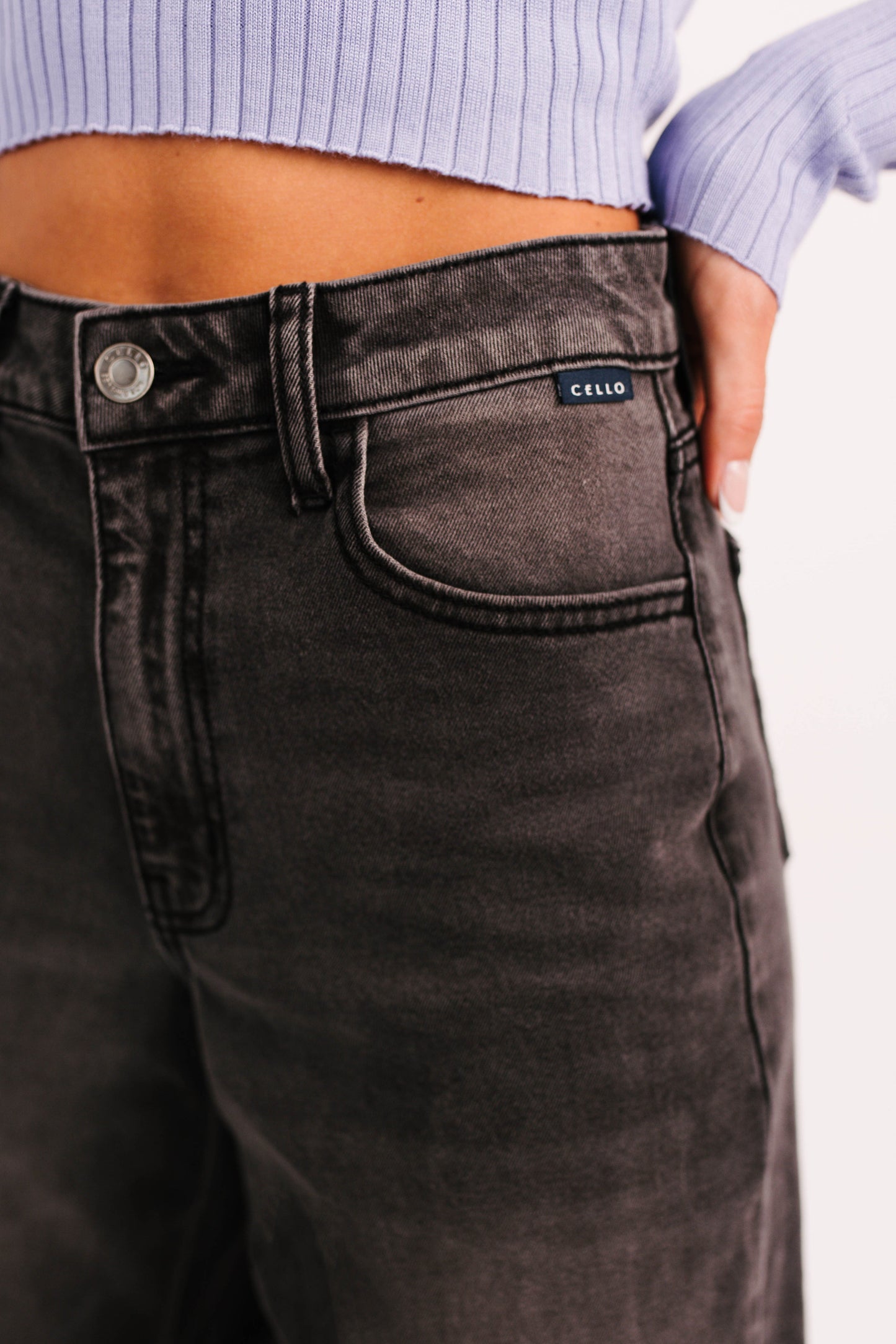 Bane High Rise Wide Leg Cello Jeans (Grey)