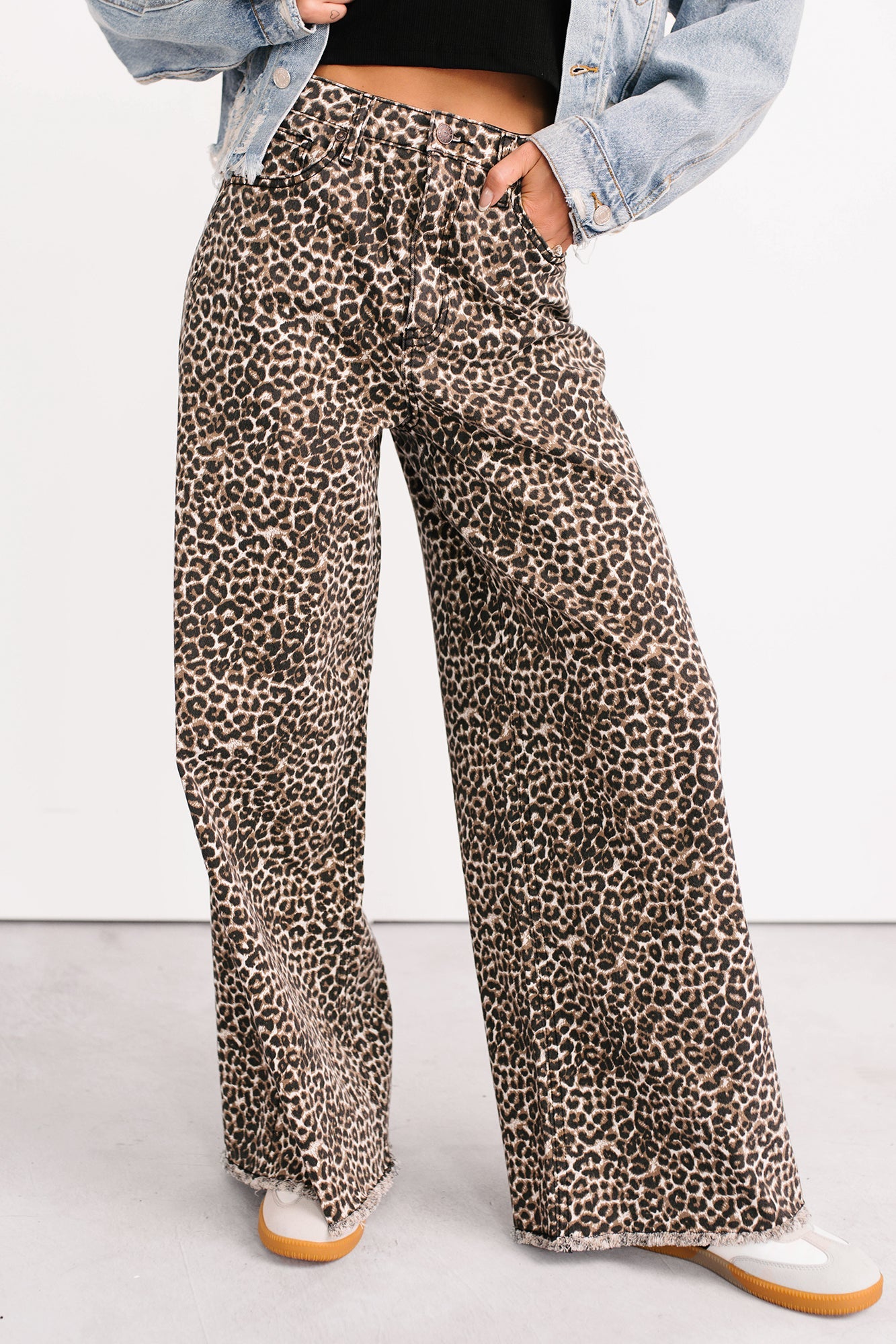 Kaya Tummy Control Wide Leg Saige Denim Jeans (Leopard)