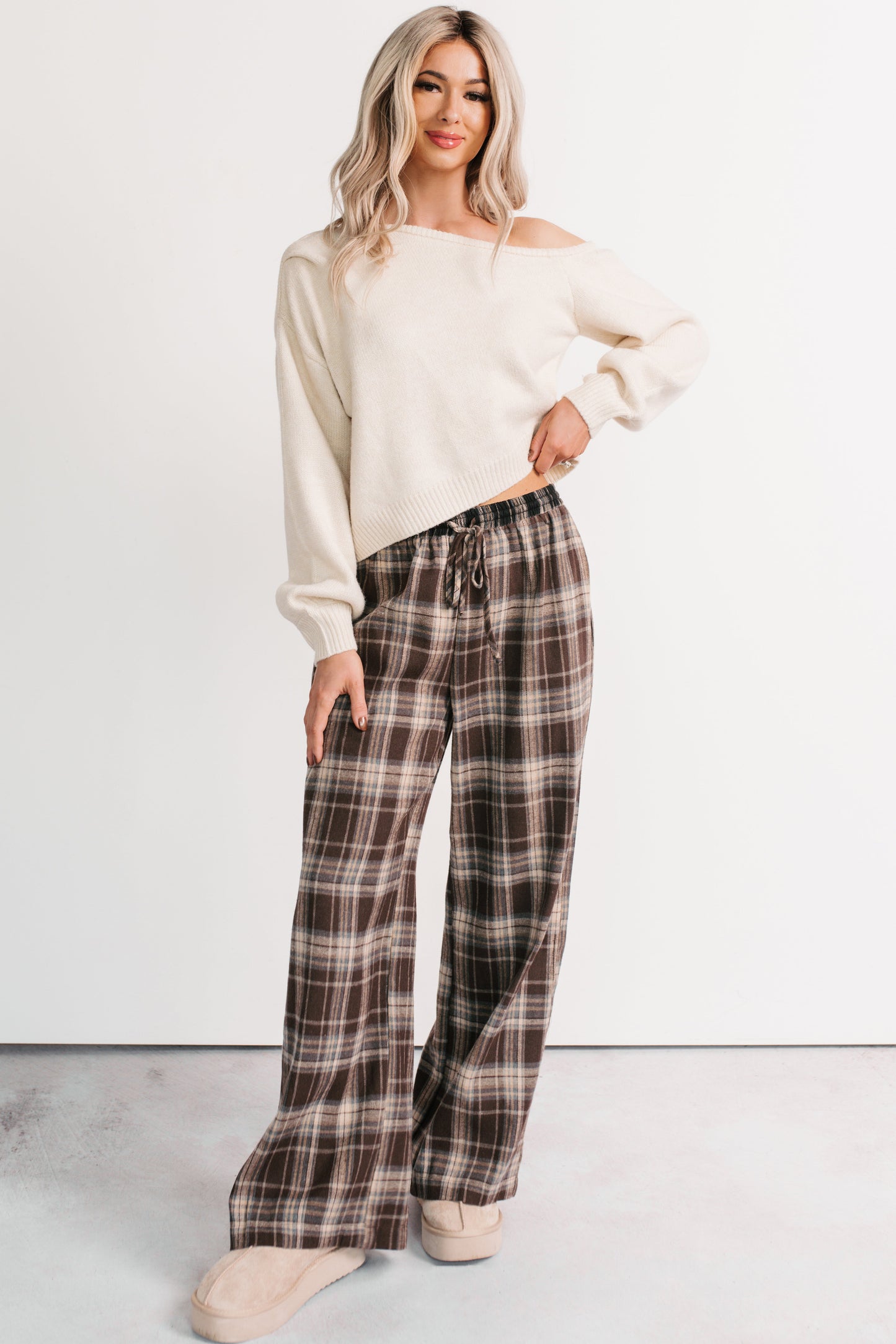 Into Your Arms One-Shoulder Knit Sweater (Cream)