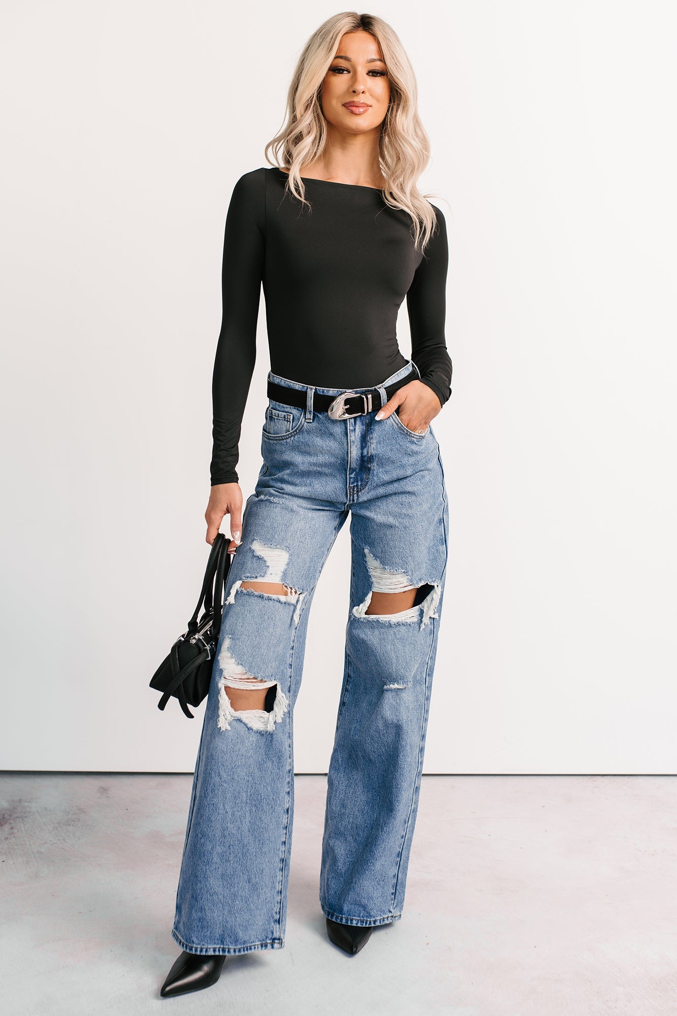 Mylo High Rise Distressed Vibrant Wide Leg Jean (Medium)