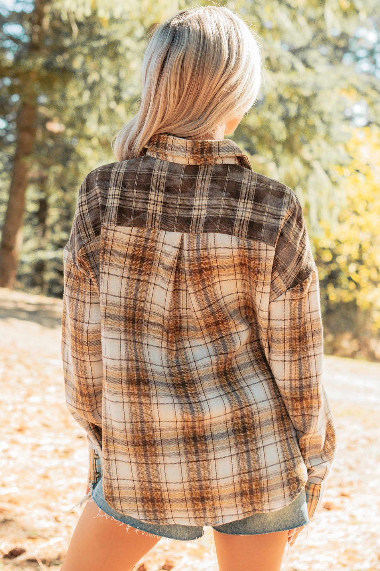 Hold Me To It Plaid Flannel Shacket (Taupe Mix)