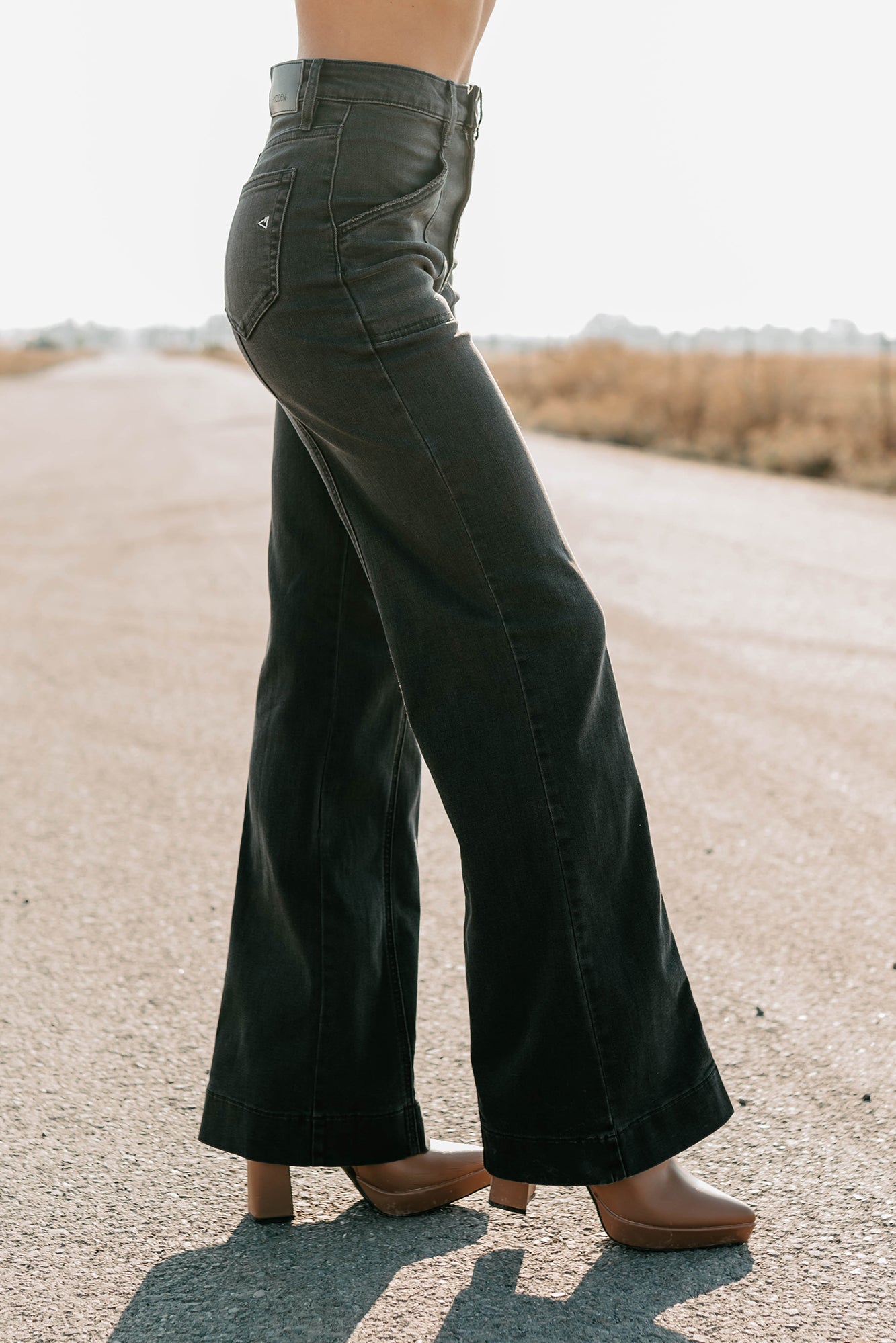 Louis High Rise Flare Hidden Jeans (Charcoal)