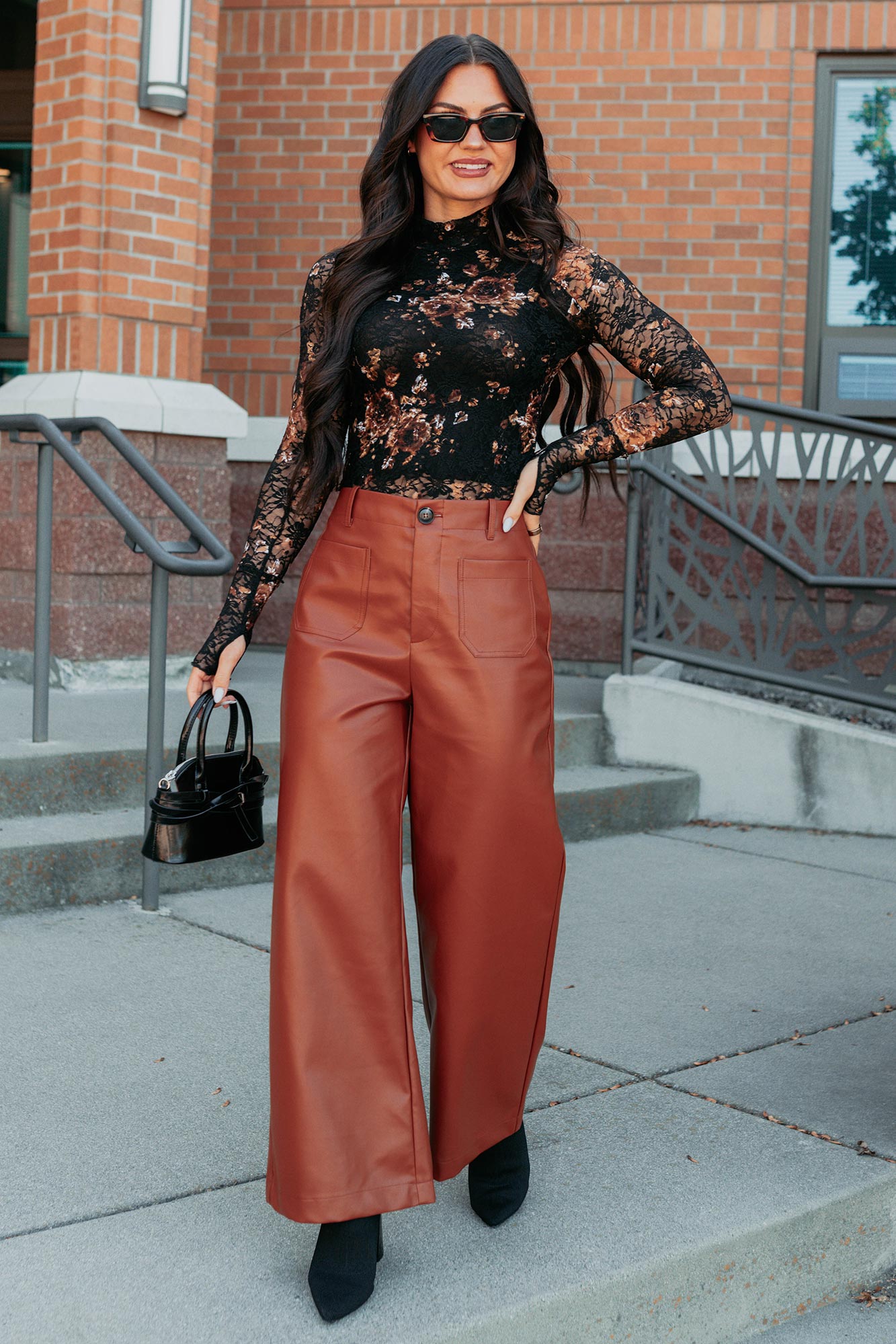 More Than Usual Wide-Leg Faux Leather Pant (Camel)