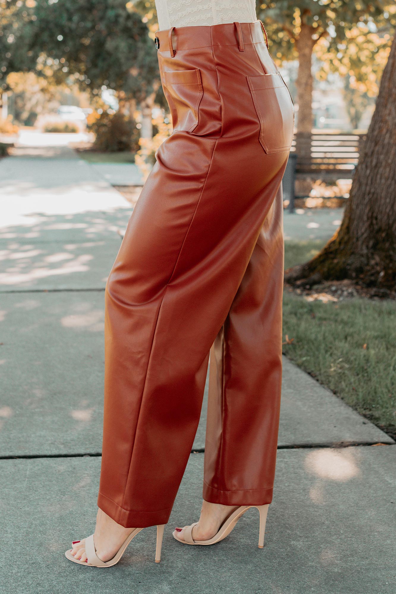 More Than Usual Wide-Leg Faux Leather Pant (Camel)