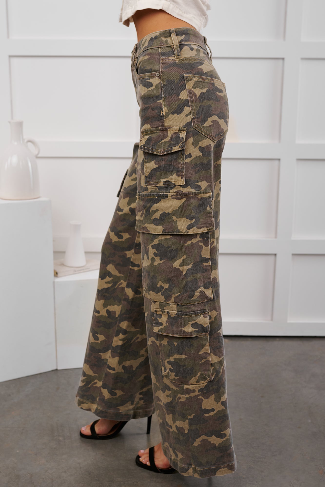 Kayla High Rise Cargo Hidden Jeans (Camouflage)