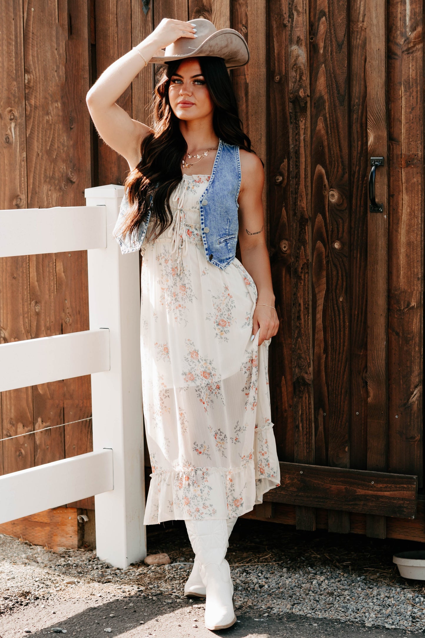 Peach Please Sleeveless Floral Midi Dress (Cream/Multi)