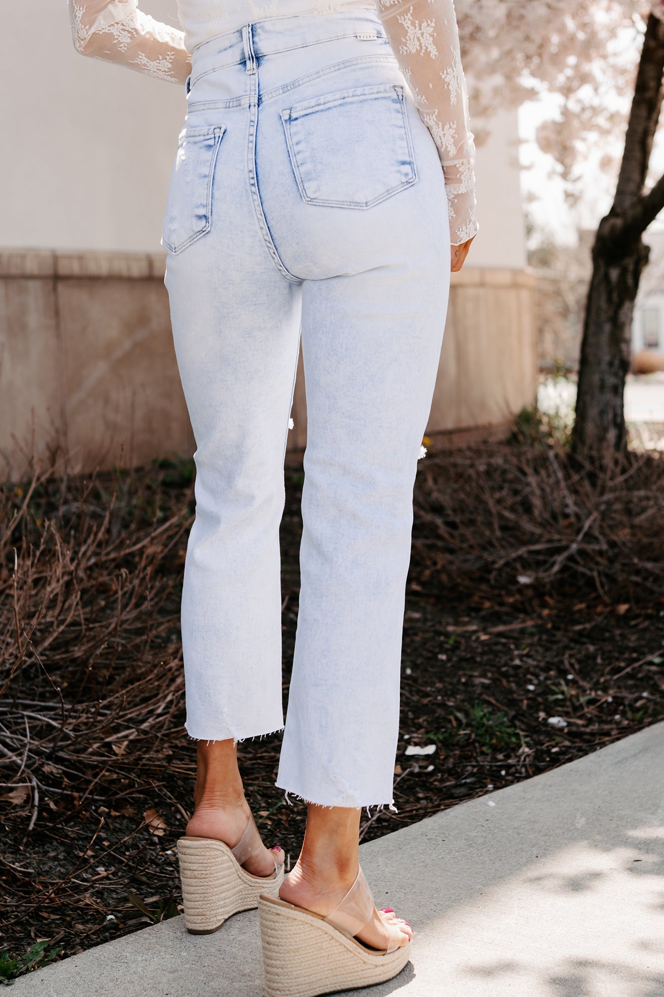 Theresa High Rise Distressed Risen Jeans (Acid Light)